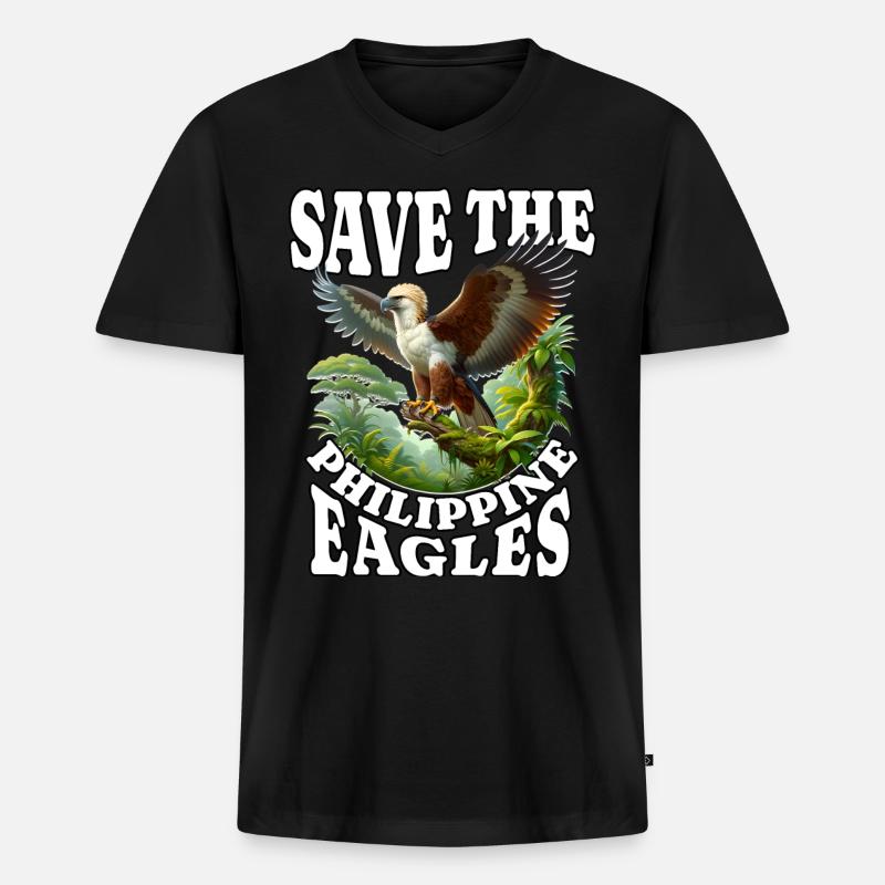 Affenadler - Männer Premium Bio T-Shirt mit V-Ausschnitt - Schwarz