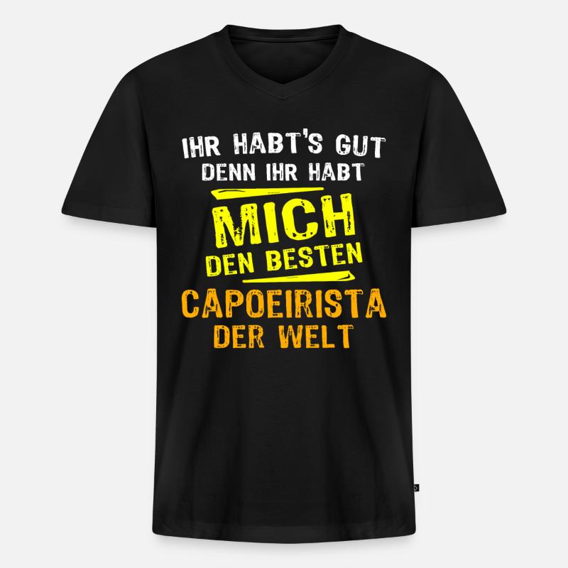 Capoeirista Geschenk - Männer Premium Bio T-Shirt mit V-Ausschnitt - Schwarz