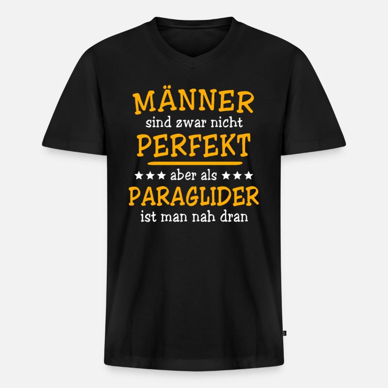 Paraglider Paragliding - Männer Premium Bio T-Shirt mit V-Ausschnitt - Schwarz