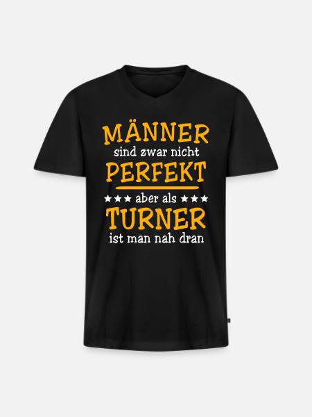 Turner Turnen - Männer Premium Bio T-Shirt mit V-Ausschnitt - Schwarz
