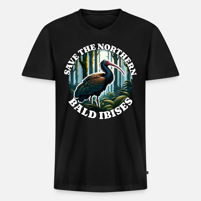 Waldrapp - Männer Premium Bio T-Shirt mit V-Ausschnitt - Schwarz
