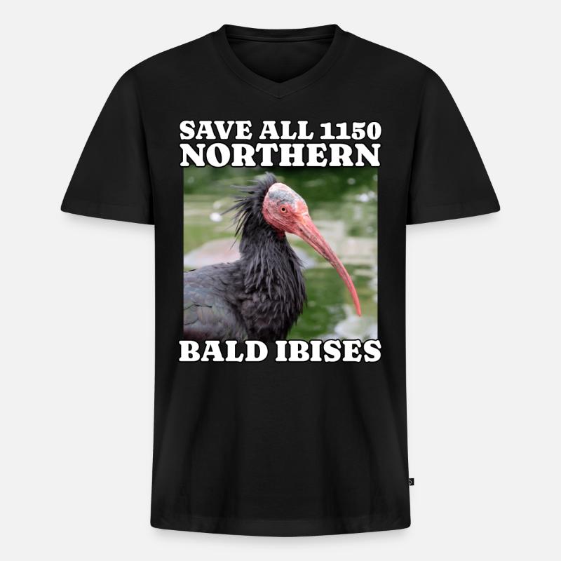 Save Waldrapp - Männer Premium Bio T-Shirt mit V-Ausschnitt - Schwarz