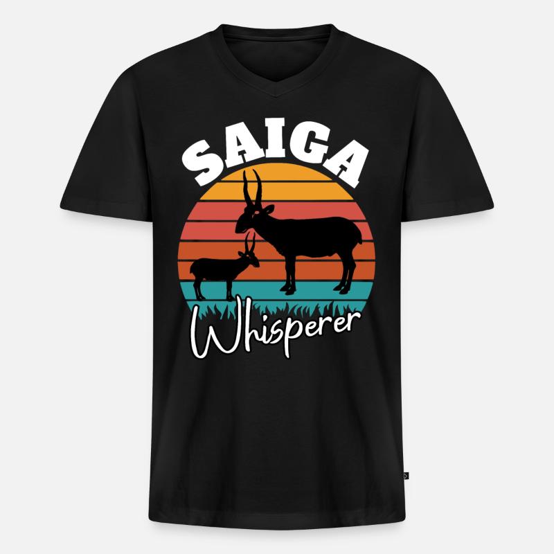 Saiga Antilope Flüsterer - Männer Premium Bio T-Shirt mit V-Ausschnitt - Schwarz