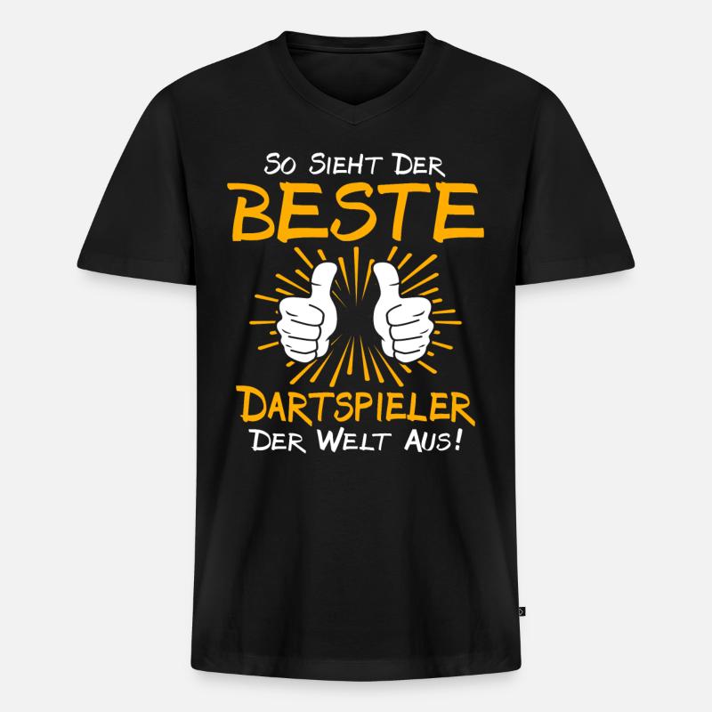 Dartspieler Geschenkidee - Männer Premium Bio T-Shirt mit V-Ausschnitt - Schwarz