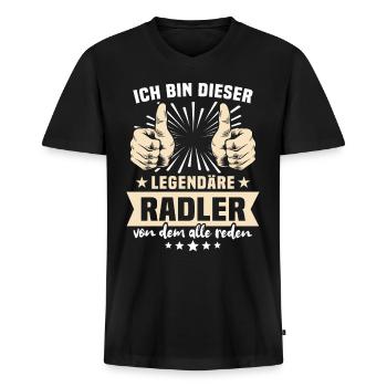Radler Sayings - Men's Premium Organic T-shirt with V-neck - black - Front - Nico (187cm)