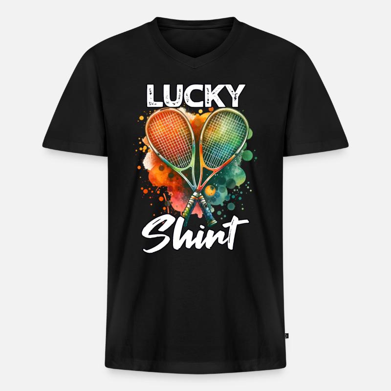 Squash Spieler - Männer Premium Bio T-Shirt mit V-Ausschnitt - Schwarz