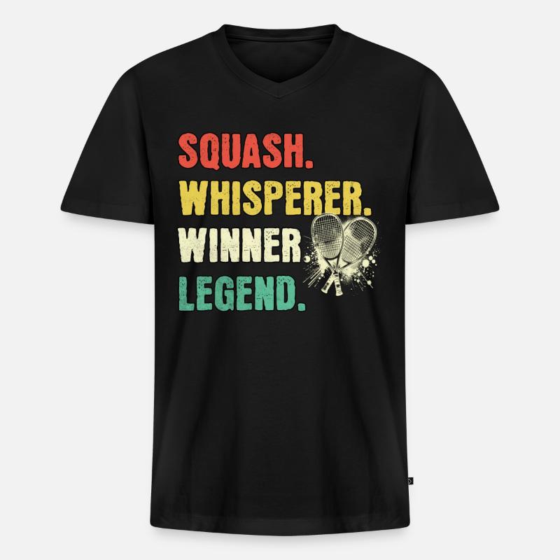 Squash Flüsterer Squash Legende - Männer Premium Bio T-Shirt mit V-Ausschnitt - Schwarz