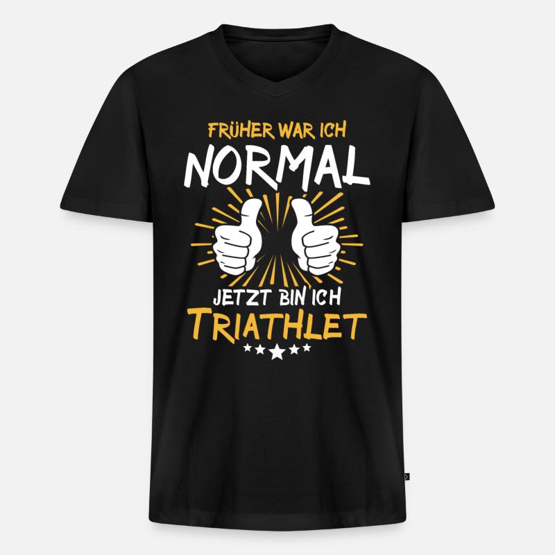 Triathlet Spruch - Männer Premium Bio T-Shirt mit V-Ausschnitt - Schwarz