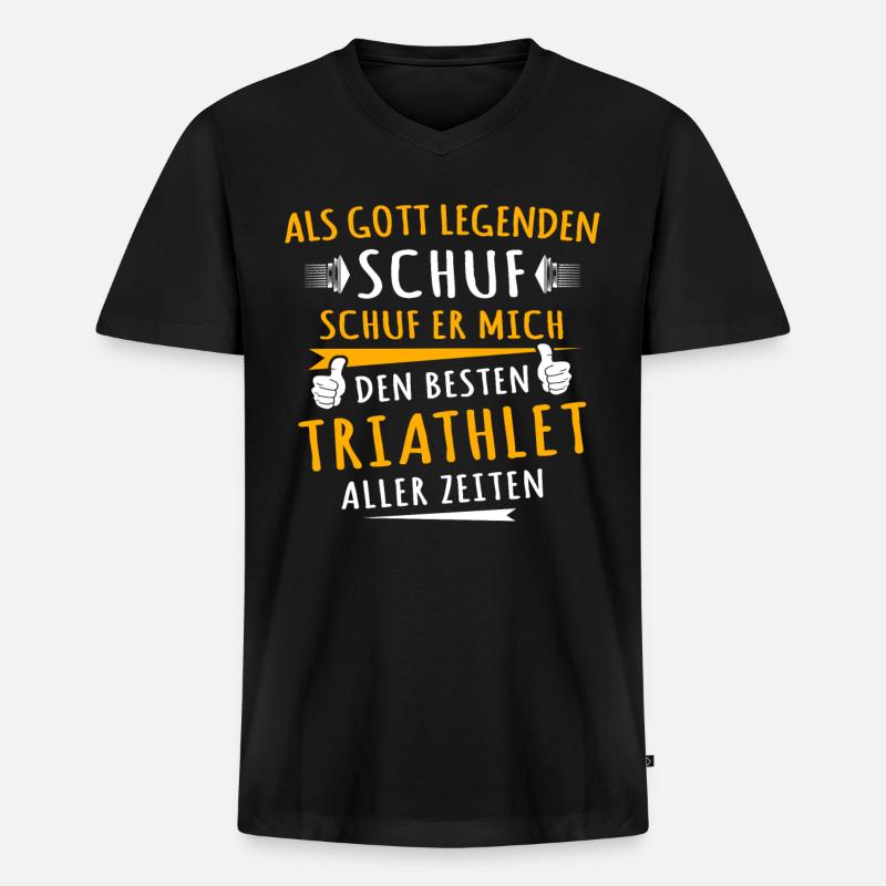 Triathlet - Männer Premium Bio T-Shirt mit V-Ausschnitt - Schwarz
