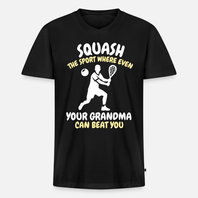 Lustiger Squash Spruch - Männer Premium Bio T-Shirt mit V-Ausschnitt - Schwarz