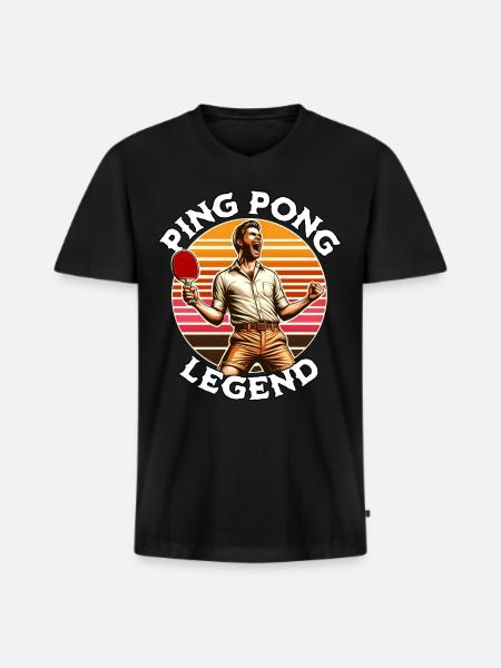 Ping Pong Legende - Männer Premium Bio T-Shirt mit V-Ausschnitt - Schwarz