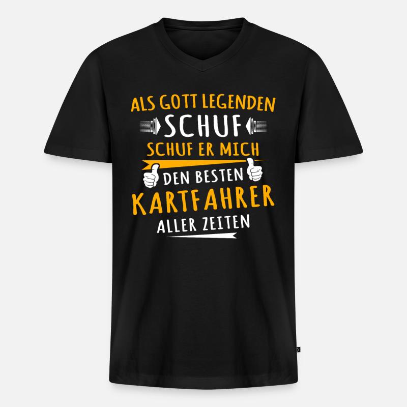 Kartfahrer - Männer Premium Bio T-Shirt mit V-Ausschnitt - Schwarz