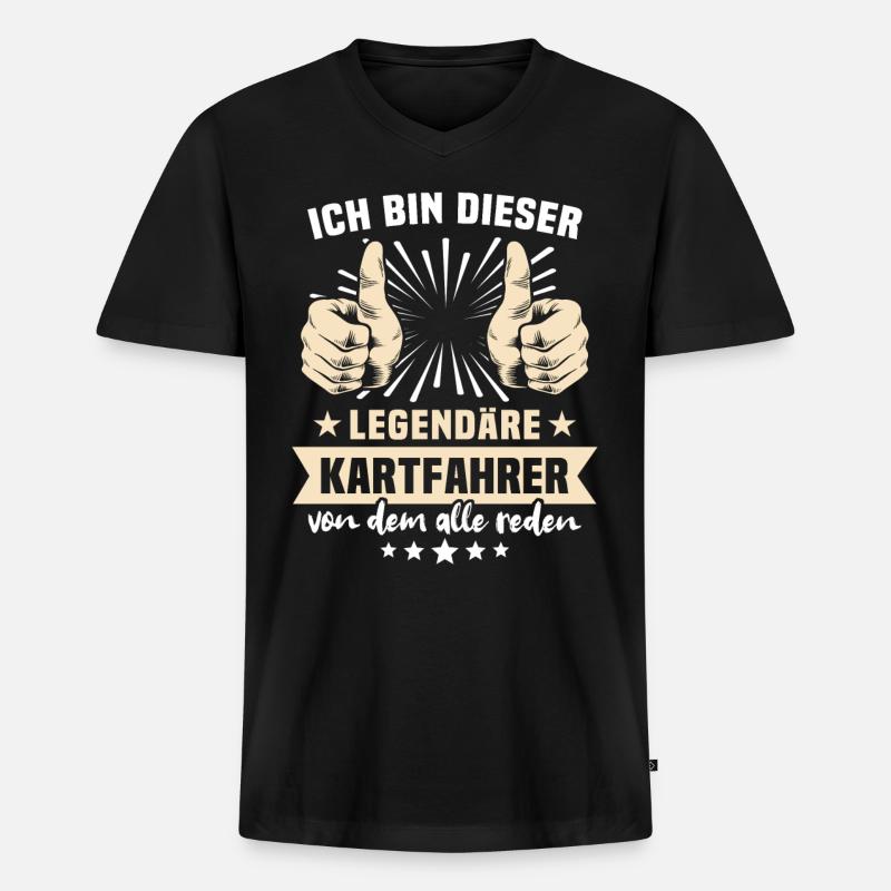 Kartfahrer Sprüche - Männer Premium Bio T-Shirt mit V-Ausschnitt - Schwarz
