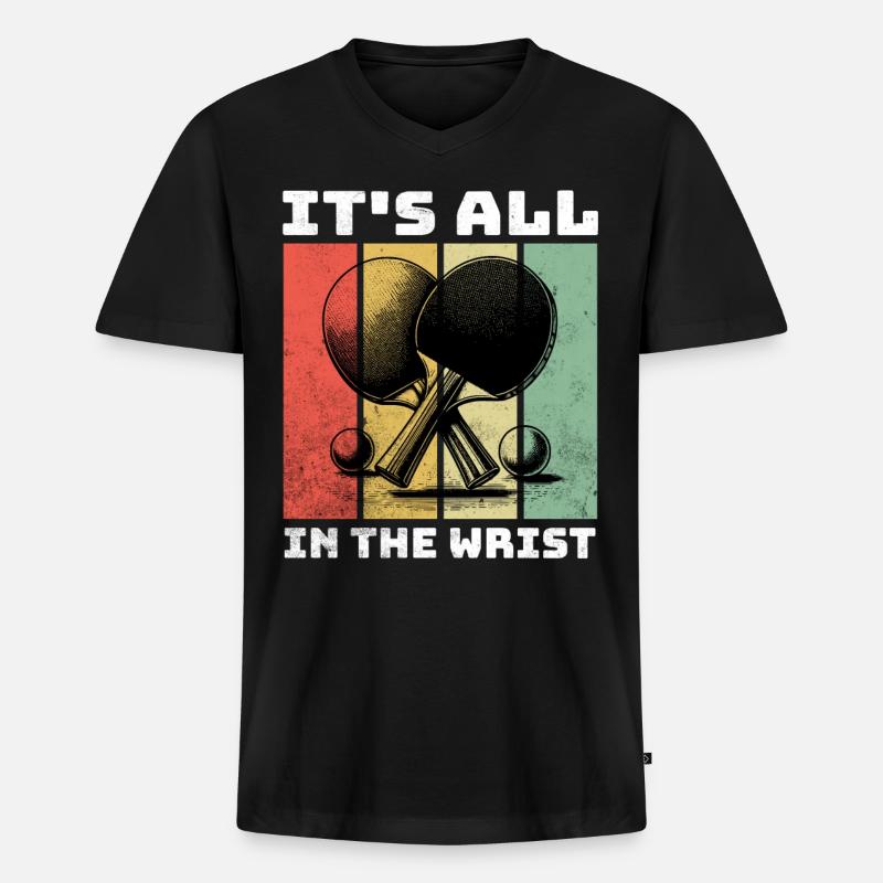 Ping Pong - Männer Premium Bio T-Shirt mit V-Ausschnitt - Schwarz