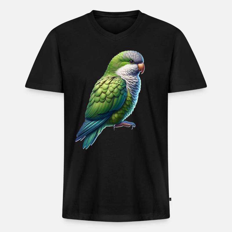 Mönchssittich - Männer Premium Bio T-Shirt mit V-Ausschnitt - Schwarz