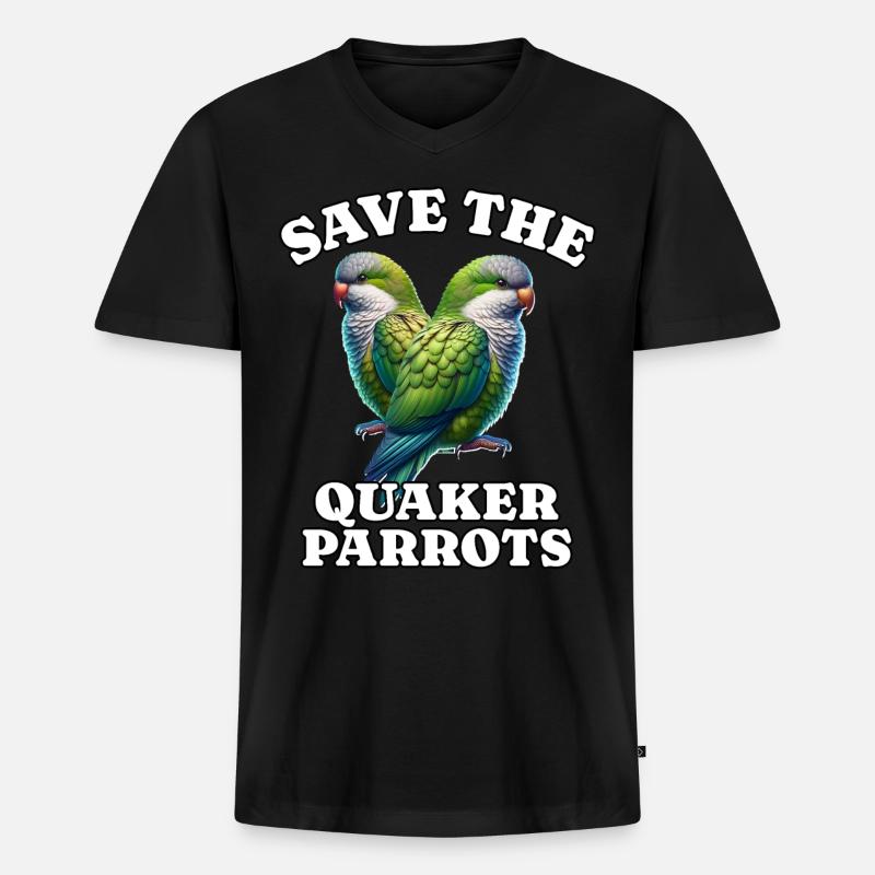 Mönchssittich Save Quaker Parrot - Männer Premium Bio T-Shirt mit V-Ausschnitt - Schwarz
