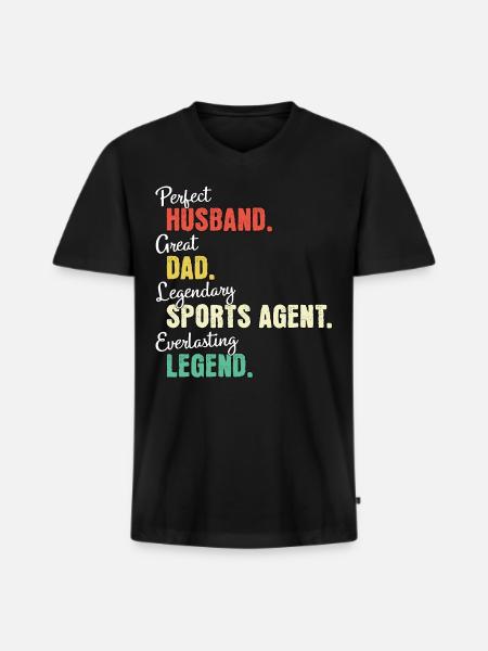 Papa agent sportif - T-shirt encolure en V Premium bio Homme - noir