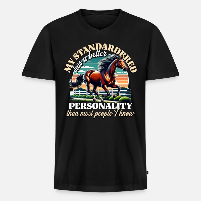 Traber Sprüche Standardbred - Männer Premium Bio T-Shirt mit V-Ausschnitt - Schwarz