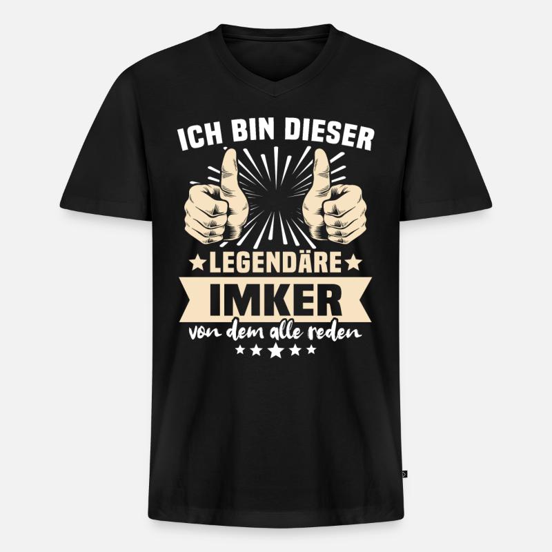 Imker Sprüche - Männer Premium Bio T-Shirt mit V-Ausschnitt - Schwarz