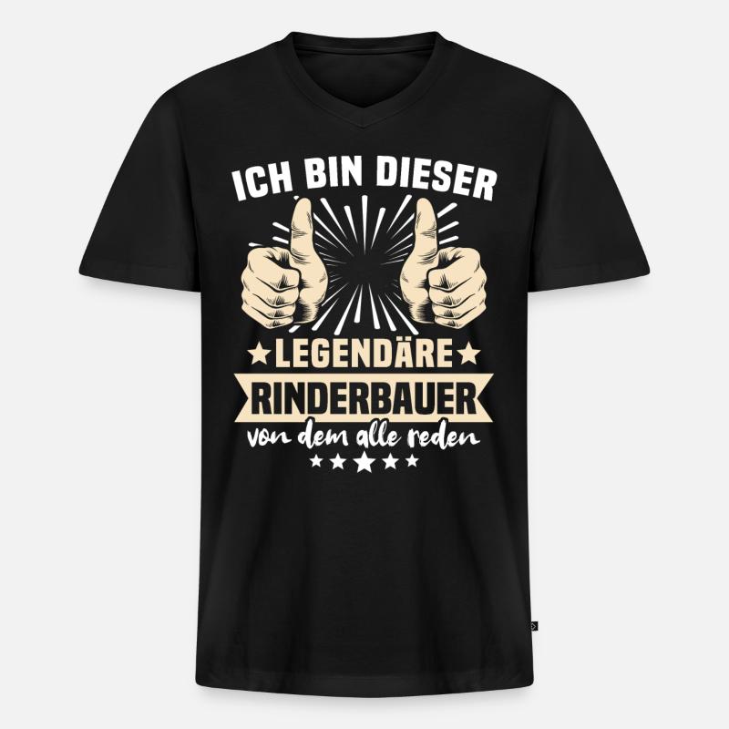 Rinderbauer Sprüche - Männer Premium Bio T-Shirt mit V-Ausschnitt - Schwarz