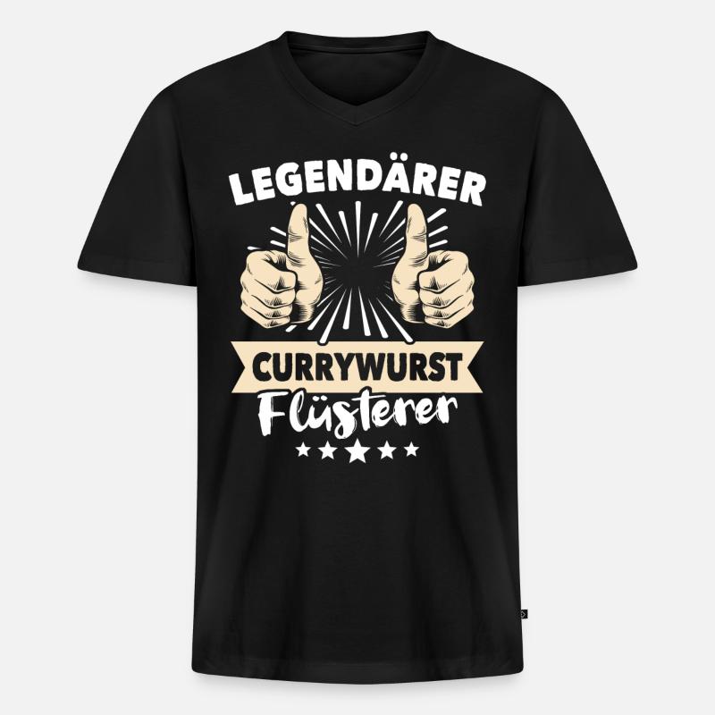 Currywurst Sprüche - Männer Premium Bio T-Shirt mit V-Ausschnitt - Schwarz