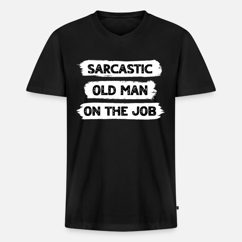 Sarkasmus Alter Mann - Männer Premium Bio T-Shirt mit V-Ausschnitt - Schwarz