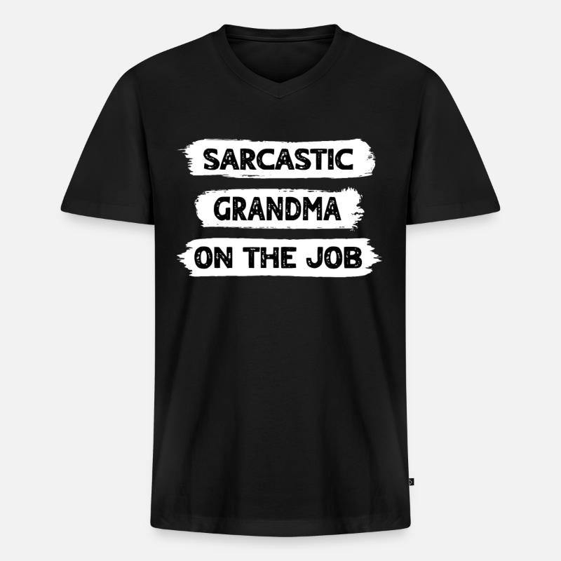 Sarkasmus Oma - Männer Premium Bio T-Shirt mit V-Ausschnitt - Schwarz