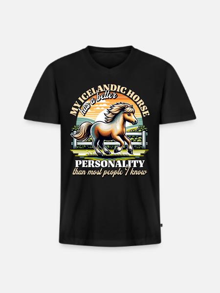Icelandic Horse Sayings - Men's Premium Organic T-shirt with V-neck - black