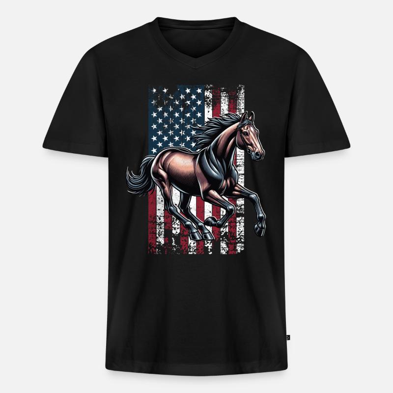 Irish Draught US Irisches Zugpferd - Männer Premium Bio T-Shirt mit V-Ausschnitt - Schwarz