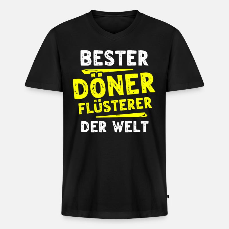 Döner Geschenk - Männer Premium Bio T-Shirt mit V-Ausschnitt - Schwarz
