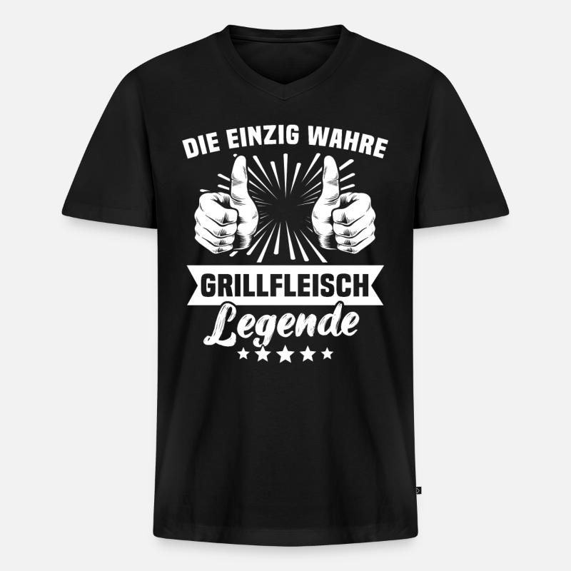 Grillfleisch - Männer Premium Bio T-Shirt mit V-Ausschnitt - Schwarz