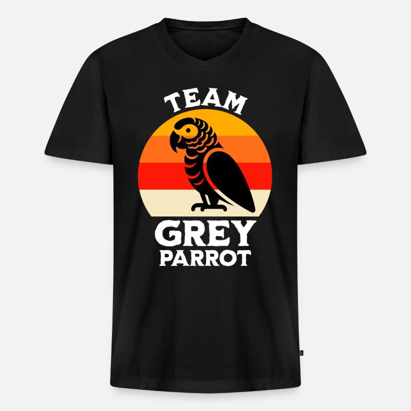 Team Graupapagei - Männer Premium Bio T-Shirt mit V-Ausschnitt - Schwarz