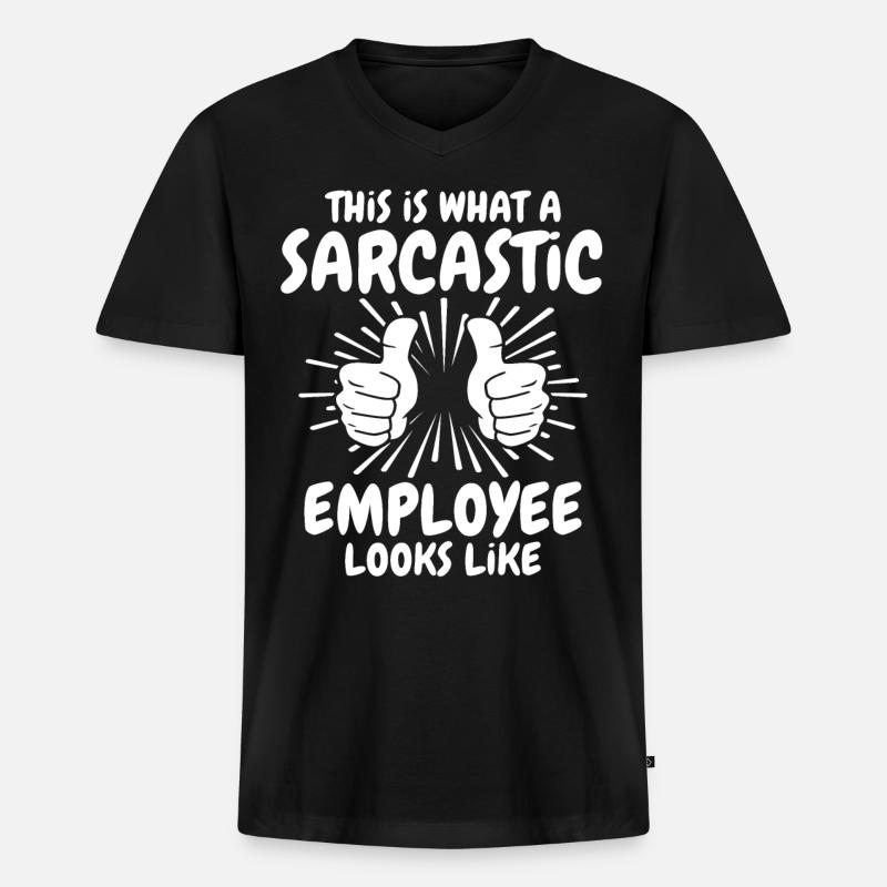 Sarkastischer Mitarbeiter - Männer Premium Bio T-Shirt mit V-Ausschnitt - Schwarz