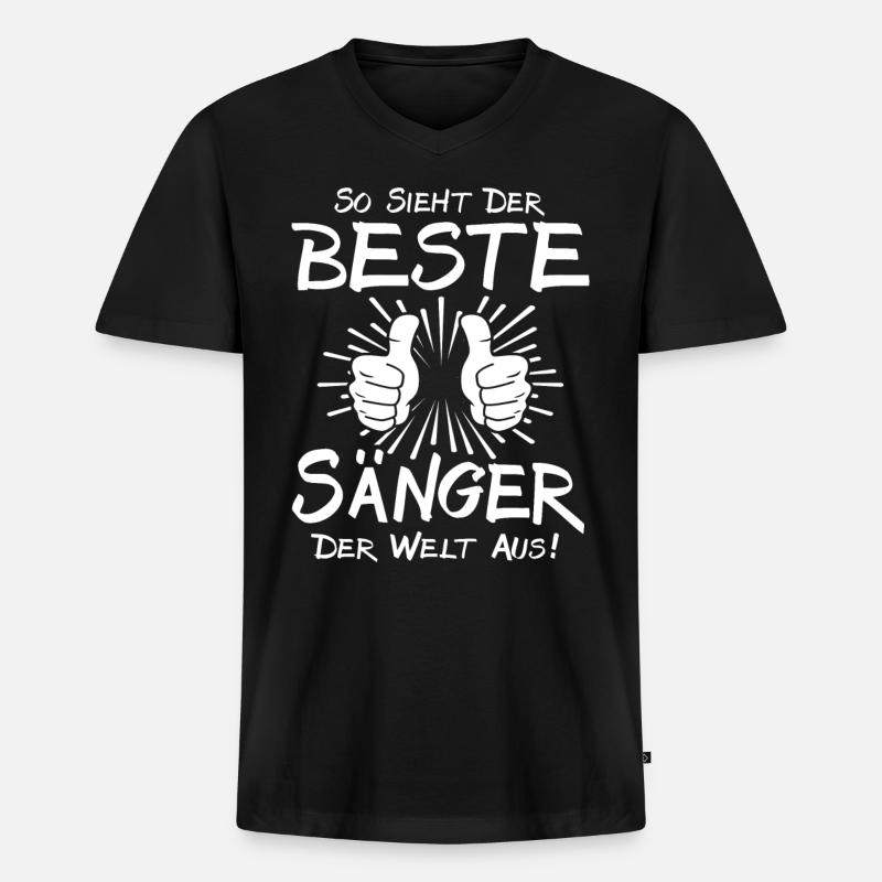 Bester Sänger - Männer Premium Bio T-Shirt mit V-Ausschnitt - Schwarz