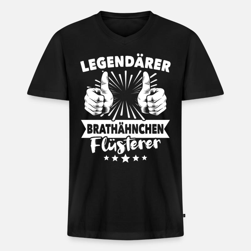 Brathähnchen Legende - Männer Premium Bio T-Shirt mit V-Ausschnitt - Schwarz