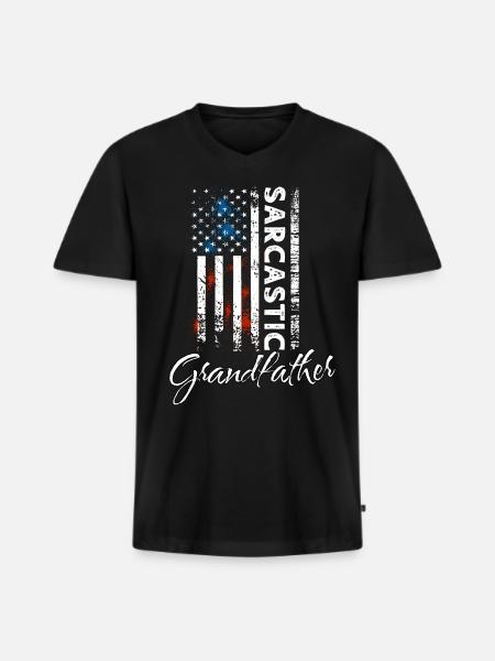 Sarcastic grandfather - Men's Premium Organic T-shirt with V-neck - black