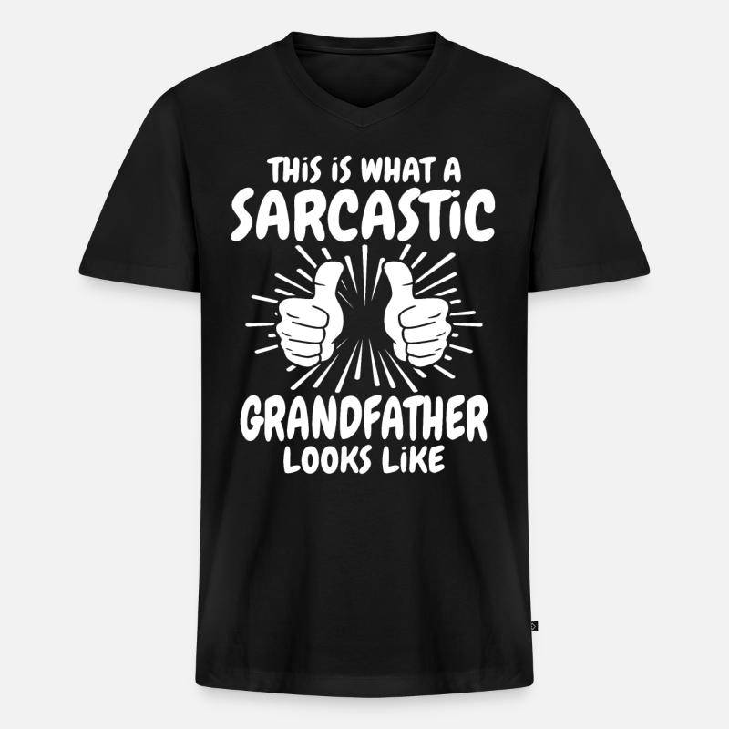 Sarkastischer Grossvater - Männer Premium Bio T-Shirt mit V-Ausschnitt - Schwarz