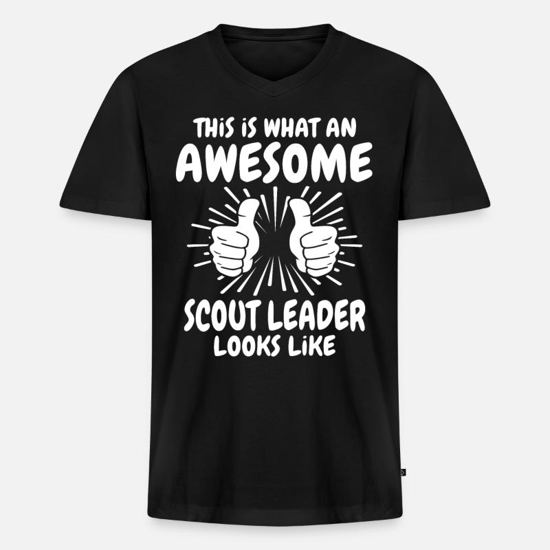 Pfadfinderführer - Männer Premium Bio T-Shirt mit V-Ausschnitt - Schwarz