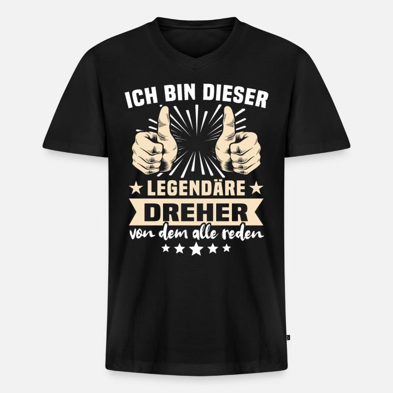 Dreher Sprüche - Männer Premium Bio T-Shirt mit V-Ausschnitt - Schwarz