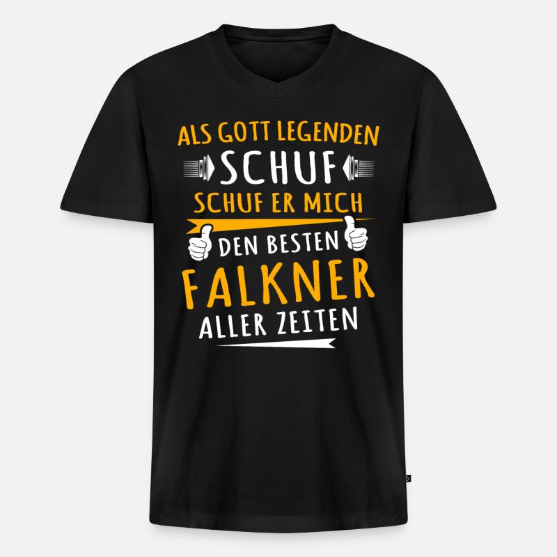 Falkner - Männer Premium Bio T-Shirt mit V-Ausschnitt - Schwarz