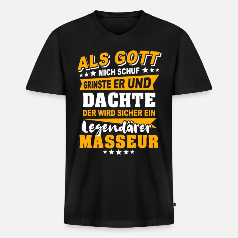 Masseur Sprüche - Männer Premium Bio T-Shirt mit V-Ausschnitt - Schwarz