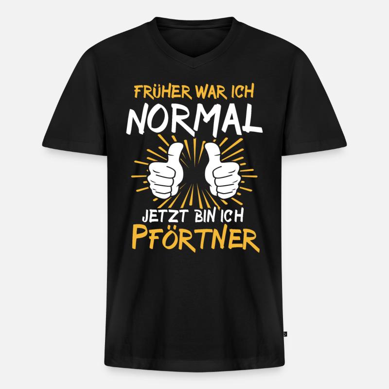 Pförtner Spruch - Männer Premium Bio T-Shirt mit V-Ausschnitt - Schwarz