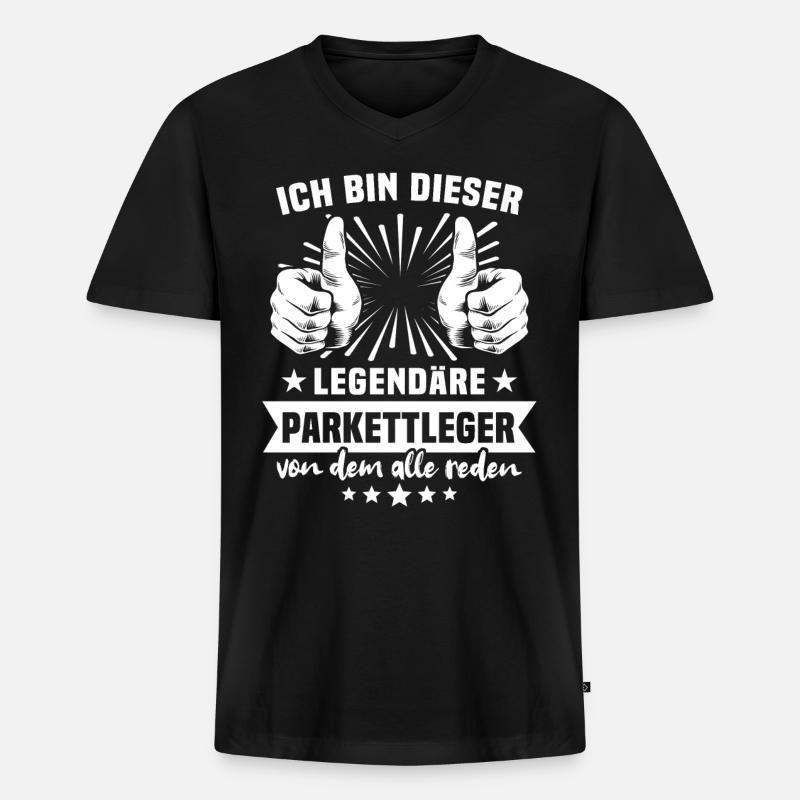 Parkettleger Legende - Männer Premium Bio T-Shirt mit V-Ausschnitt - Schwarz