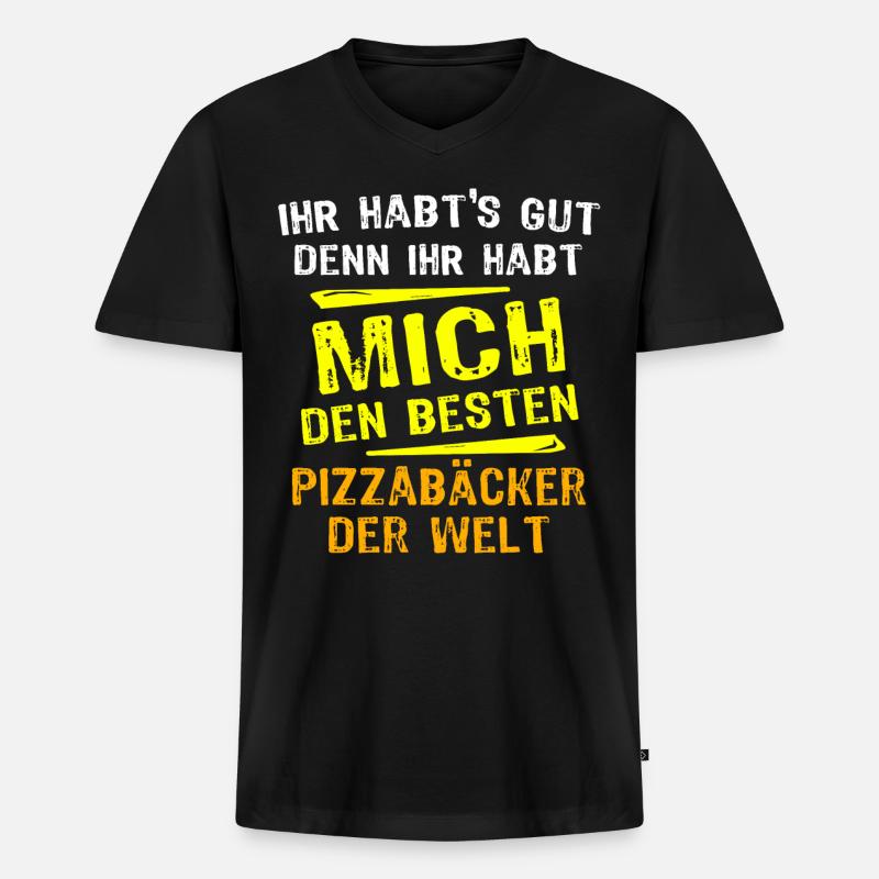 Pizzabäcker Geschenk - Männer Premium Bio T-Shirt mit V-Ausschnitt - Schwarz