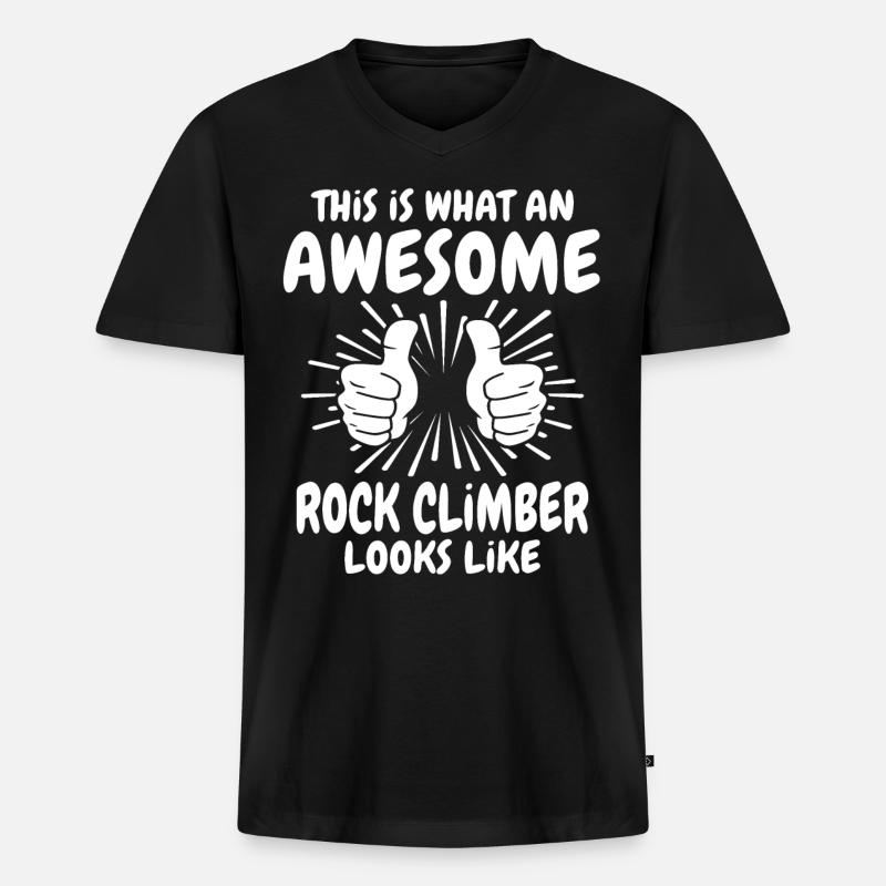 Kletterer - Männer Premium Bio T-Shirt mit V-Ausschnitt - Schwarz
