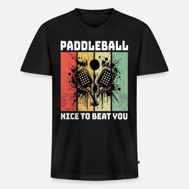 Paddleball Sprüche - Männer Premium Bio T-Shirt mit V-Ausschnitt - Schwarz