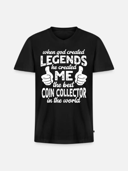 Bester Münzsammler Legende - Männer Premium Bio T-Shirt mit V-Ausschnitt - Schwarz