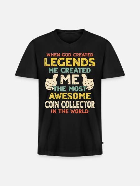 Münzsammler - Männer Premium Bio T-Shirt mit V-Ausschnitt - Schwarz