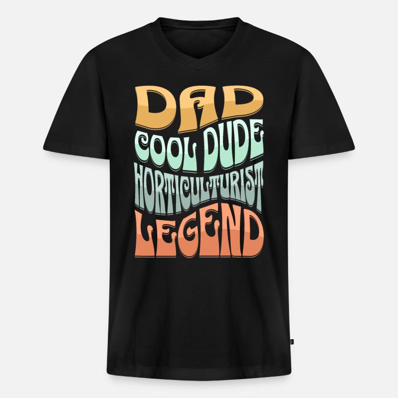 Papa Gartenbauer - Männer Premium Bio T-Shirt mit V-Ausschnitt - Schwarz