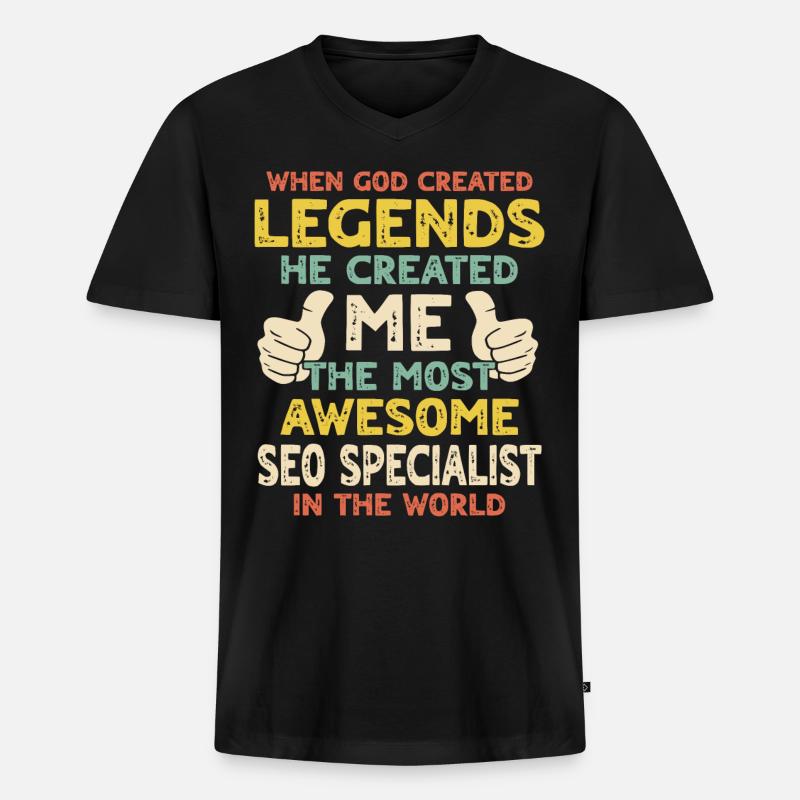SEO Manager - Männer Premium Bio T-Shirt mit V-Ausschnitt - Schwarz
